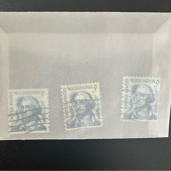 Vintage 5 Cent George Washington Postage Stamps – Blue Used Lot of 3 | 1960s USA - Picture 10 of 10